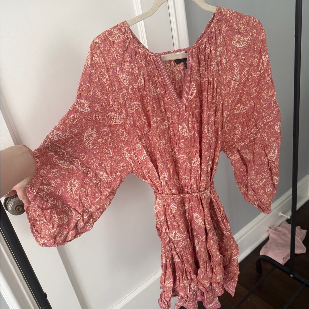 Pink Paisley Aqua Long Sleeve Dress